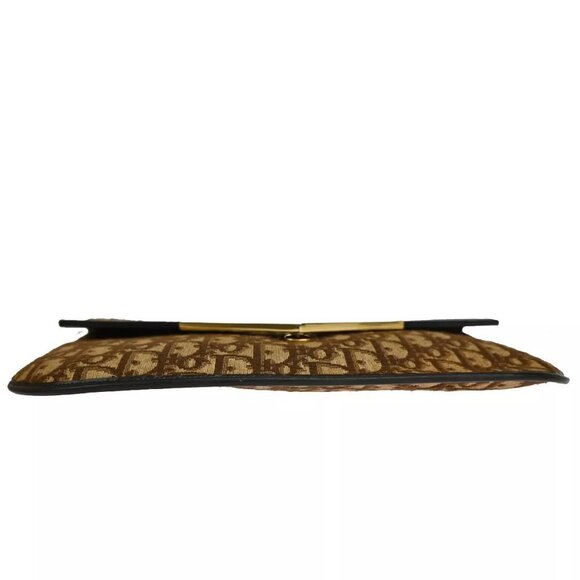 CHRISTIAN DIOR Trotter Pattern 2way Clutch Hand Bag Canvas Leather Brown 33EF008 - Picture 6 of 16